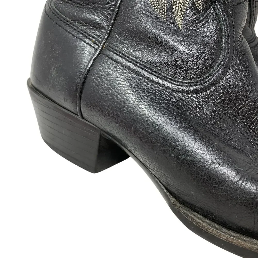 Ariat Heritage Western Cowboy Boots Black Leather Embroidered Square Toe 11D